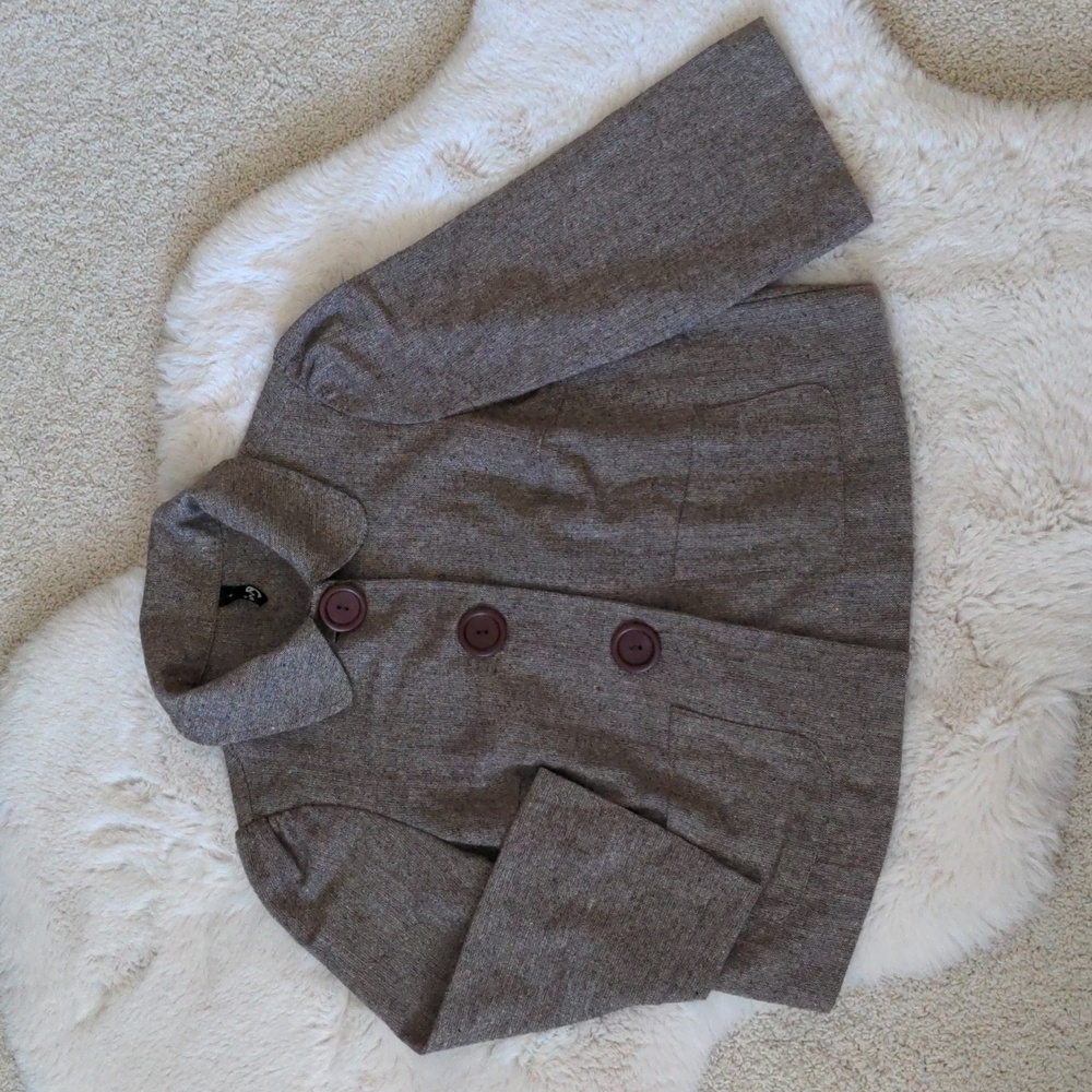 Girls wool blend button up cape style coat